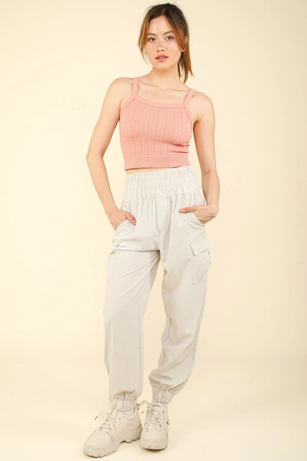VERY J Cable Knit Seamless Cropped Cami