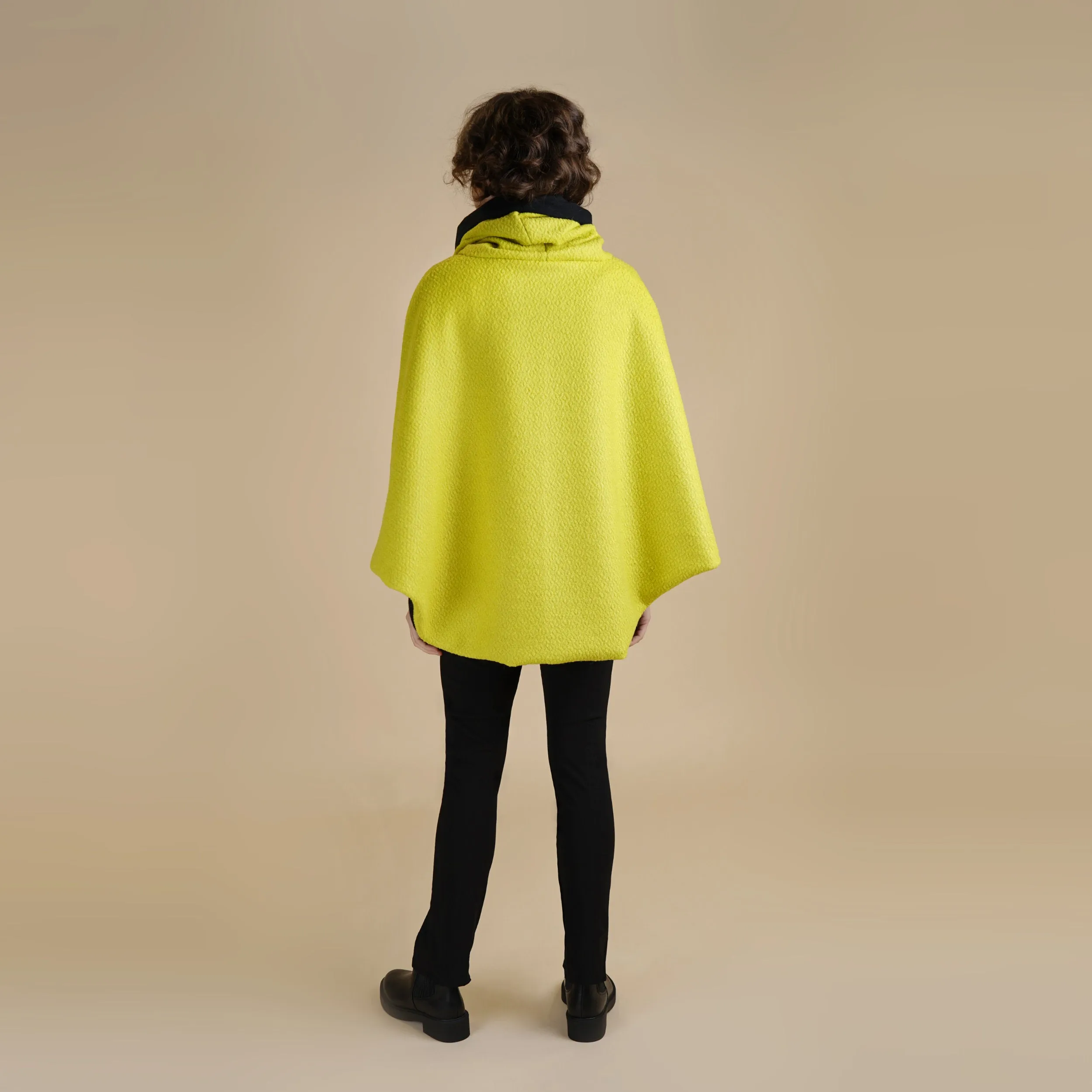 Vibrant Colour Funnel Neck Cape | Georgia Boiled Wool Fully Lined Poncho
