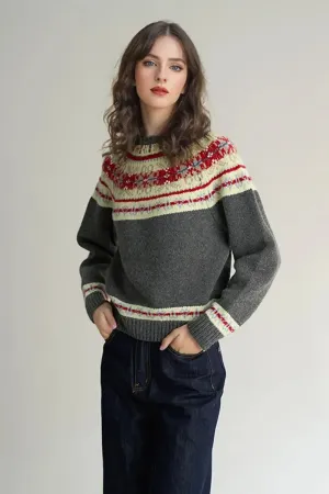 Vintage 100 Wool Fair Isle Crewneck Sweater