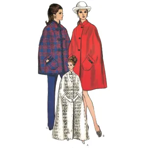 Vintage 1960s Sewing Pattern, Vogue Cape Coat - Bust 34"- 36" (86cm-92cm)