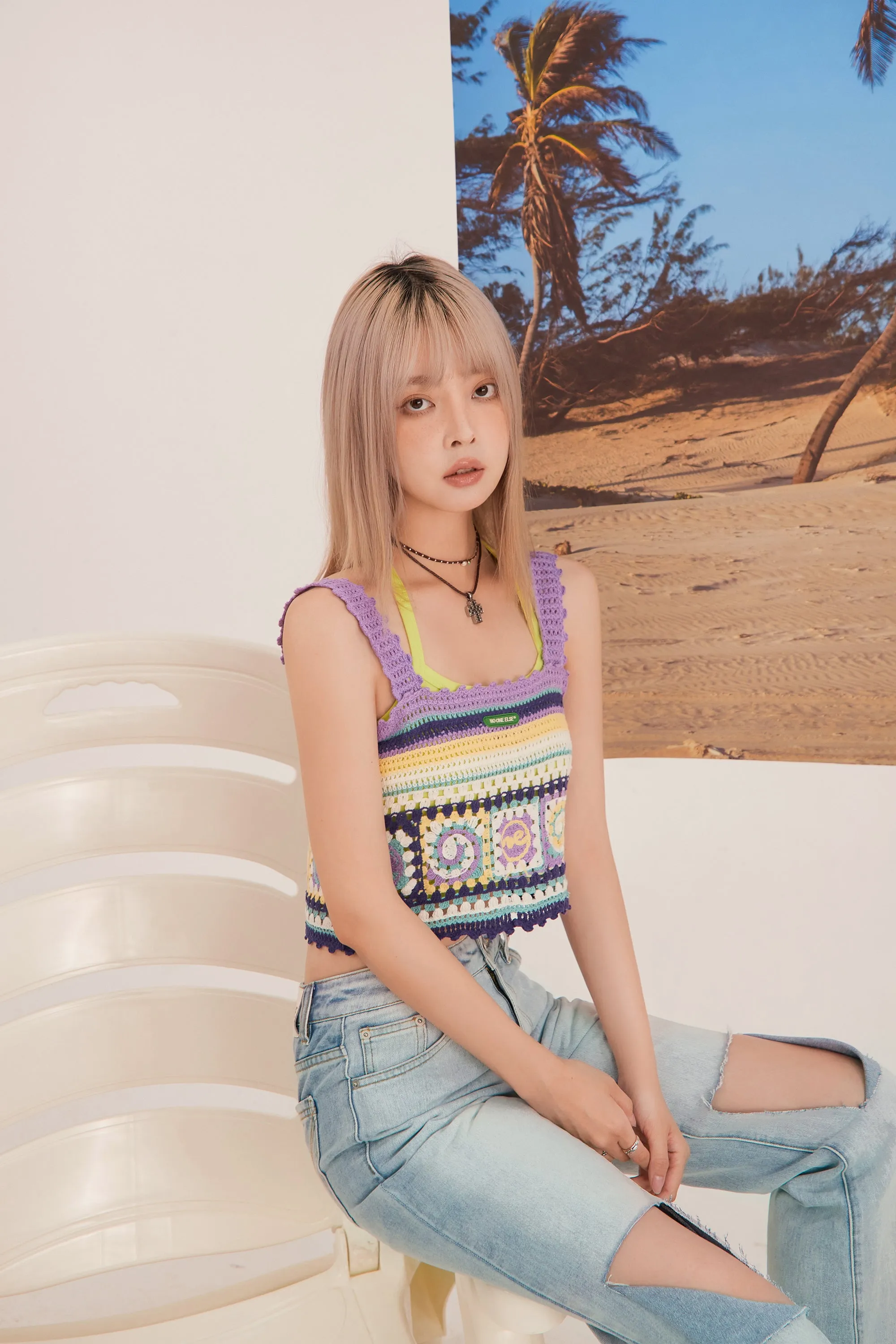 Vintage Crochet Crop Sleeveless Top