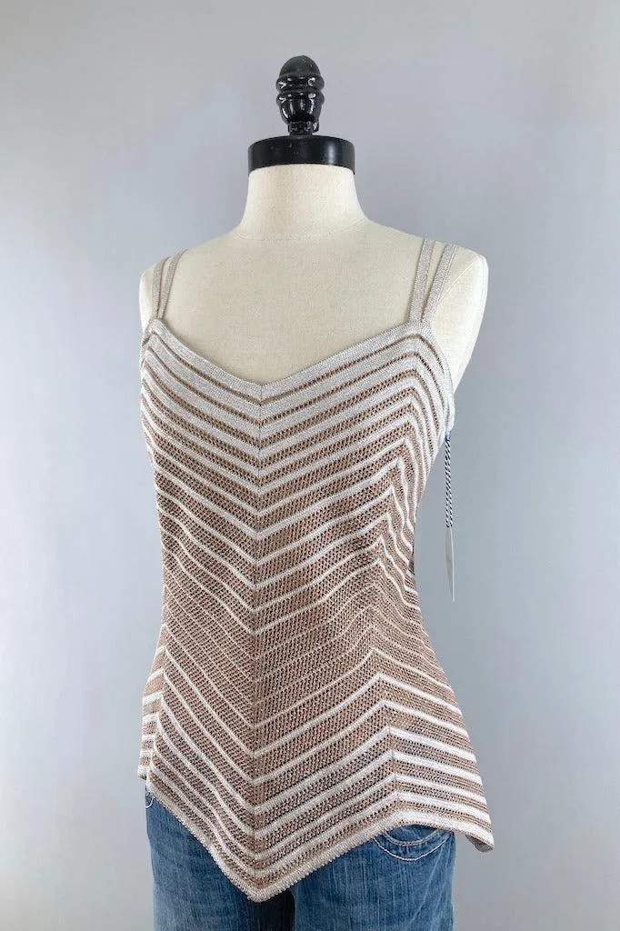 Vintage Gold Chevron Knit Tank Top