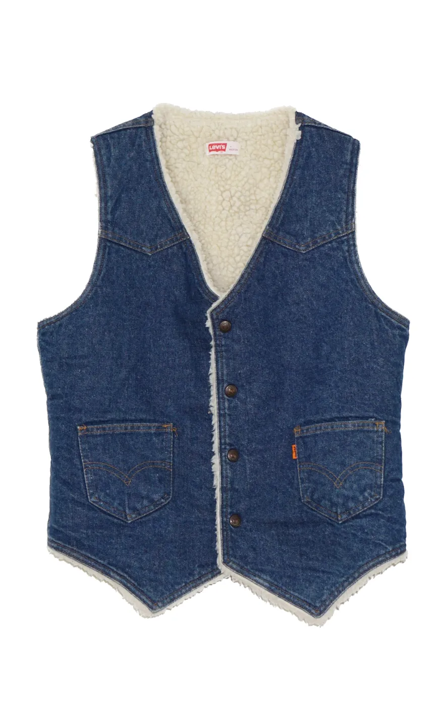 VINTAGE Levi's 70s Denim Sherpa Vest