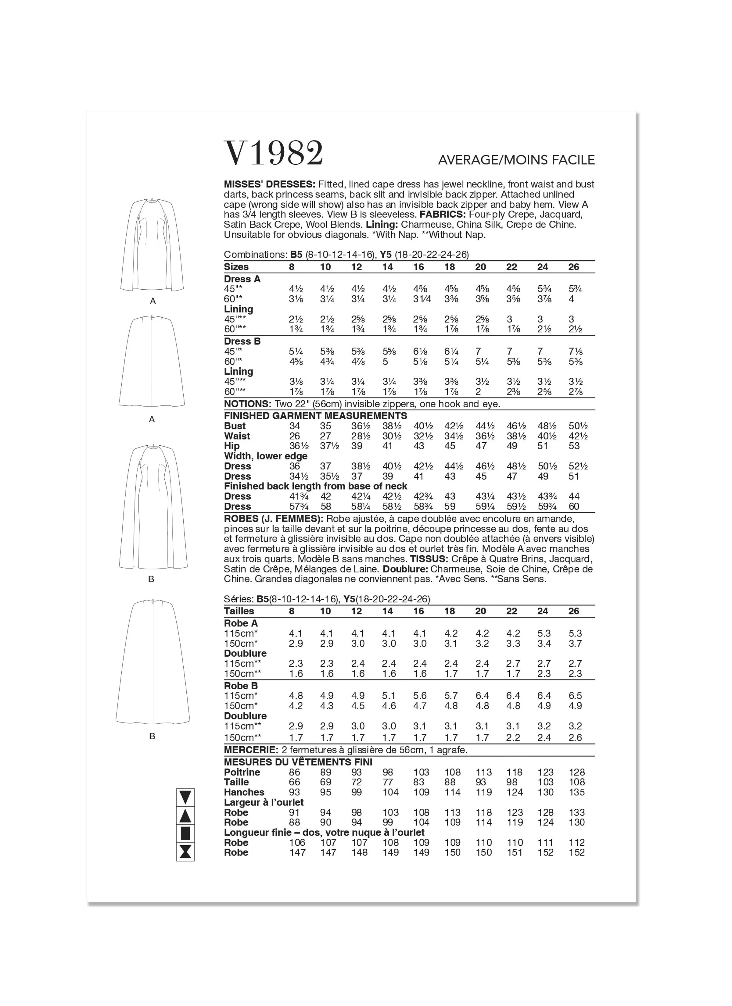 Vogue Sewing Pattern 1982 Misses' Dresses