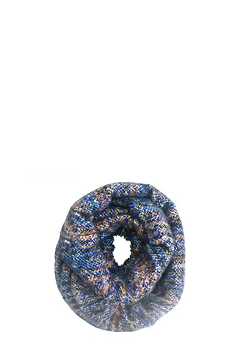 Warm Cozy Inifinity Scarf Knitted Fuchsia Blues Orange Greens