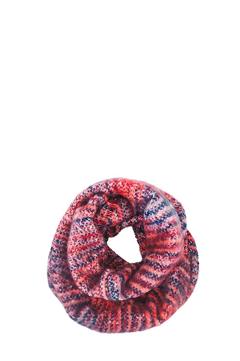 Warm Cozy Inifinity Scarf Knitted Fuchsia Blues Orange Greens