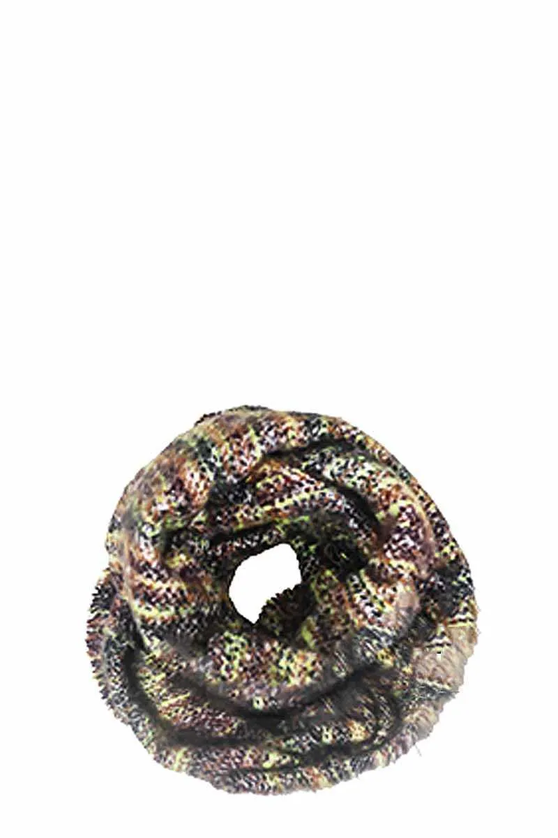 Warm Cozy Inifinity Scarf Knitted Fuchsia Blues Orange Greens