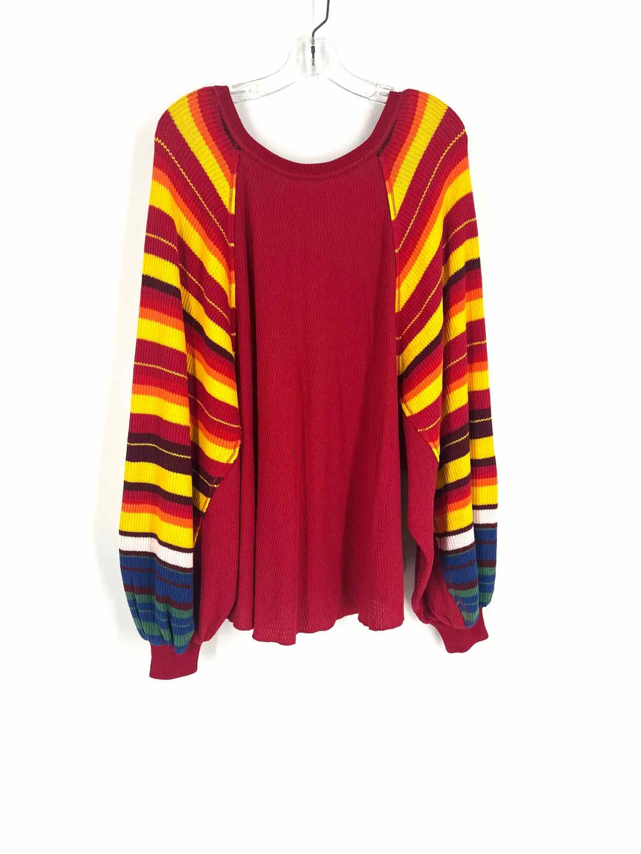 We The Free Size M Rd/Or/Yw Stripe Knit Tops Top-Long Sleeve