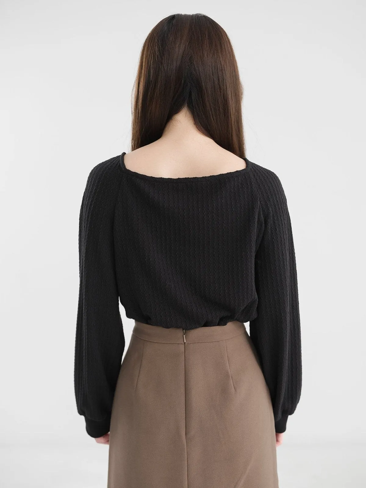 Winter Cable-knit Square Neck Top