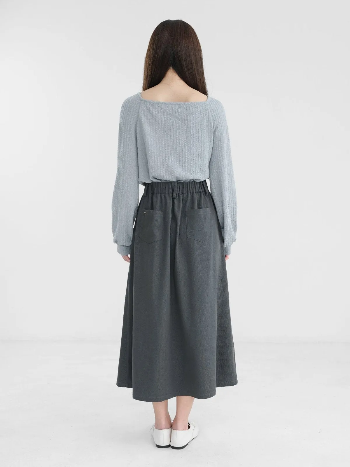 Winter Cable-knit Square Neck Top