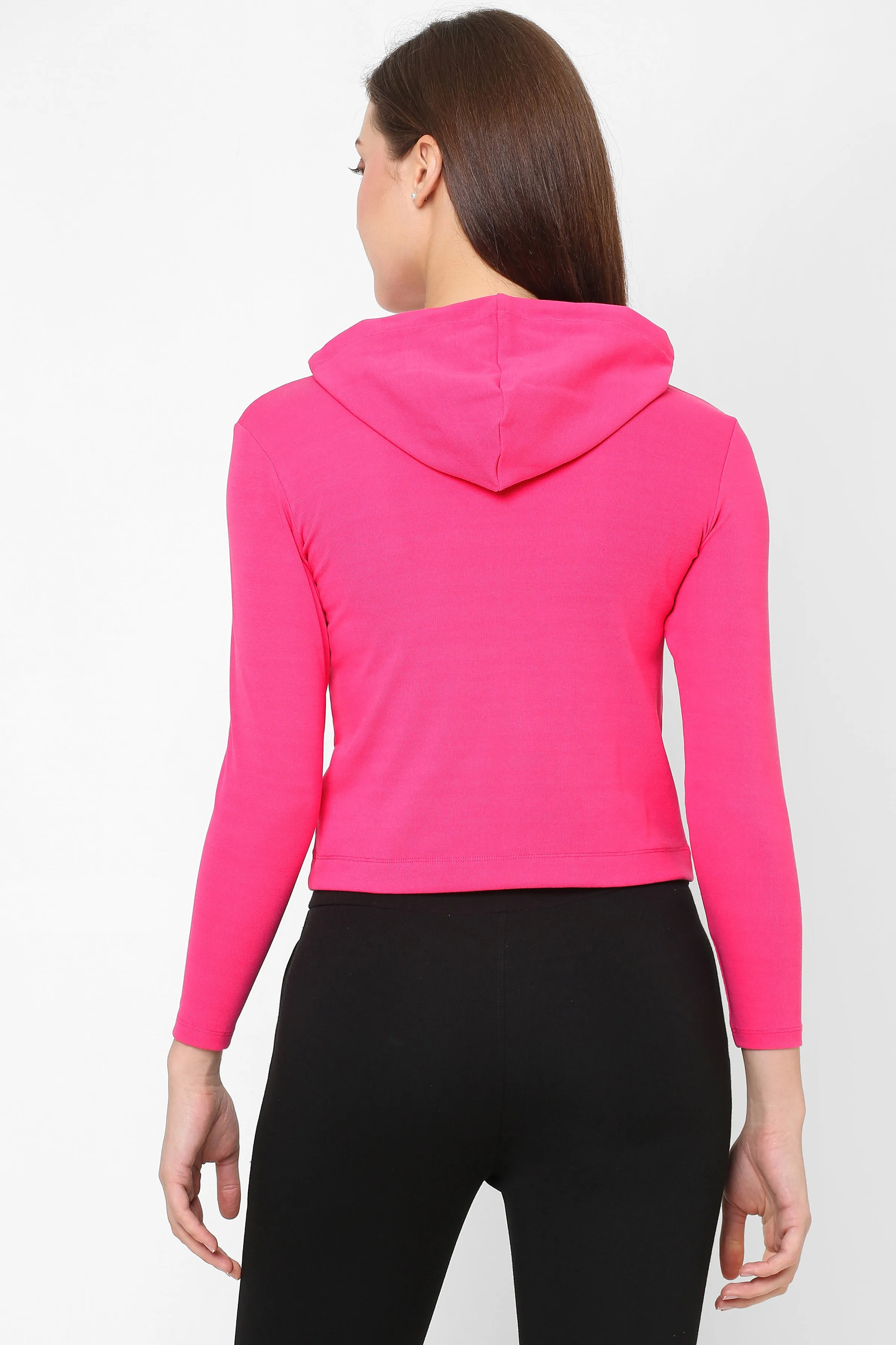 WOMEN PRINTED COTTON CROPPED HOODIE