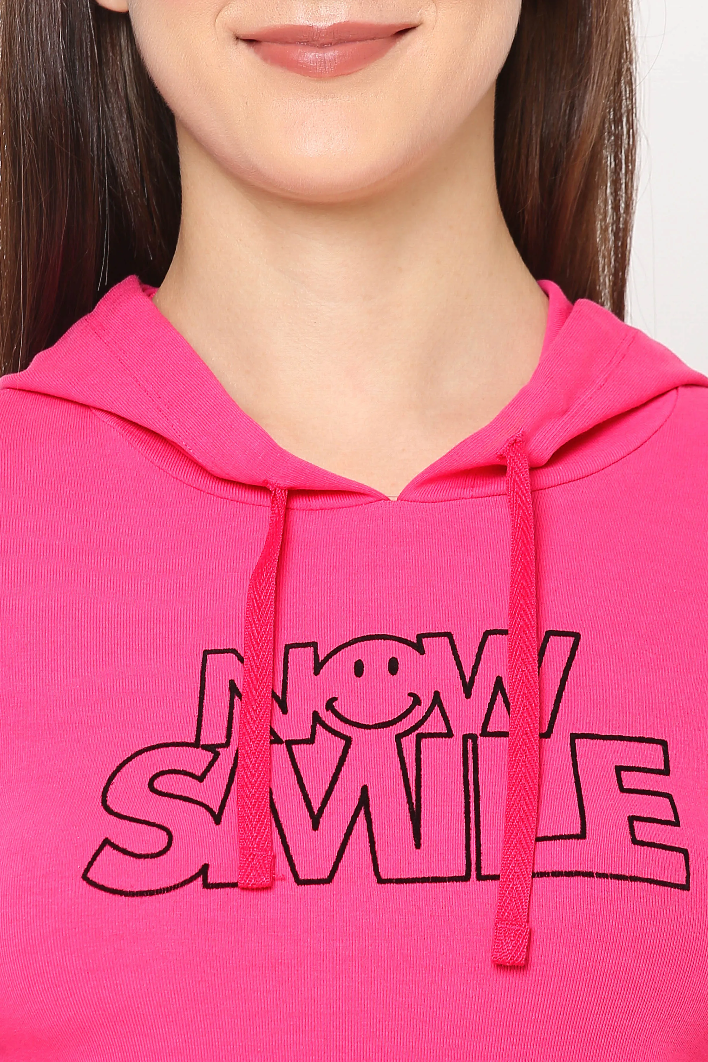 WOMEN PRINTED COTTON CROPPED HOODIE