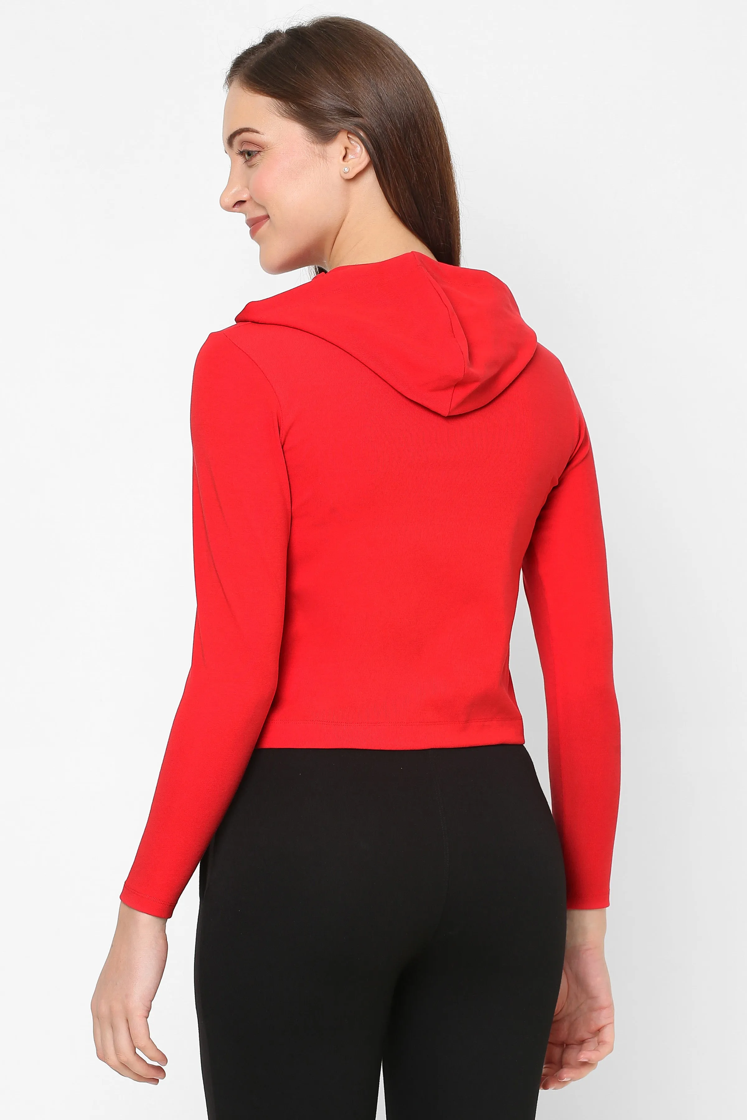 WOMEN PRINTED COTTON CROPPED HOODIE