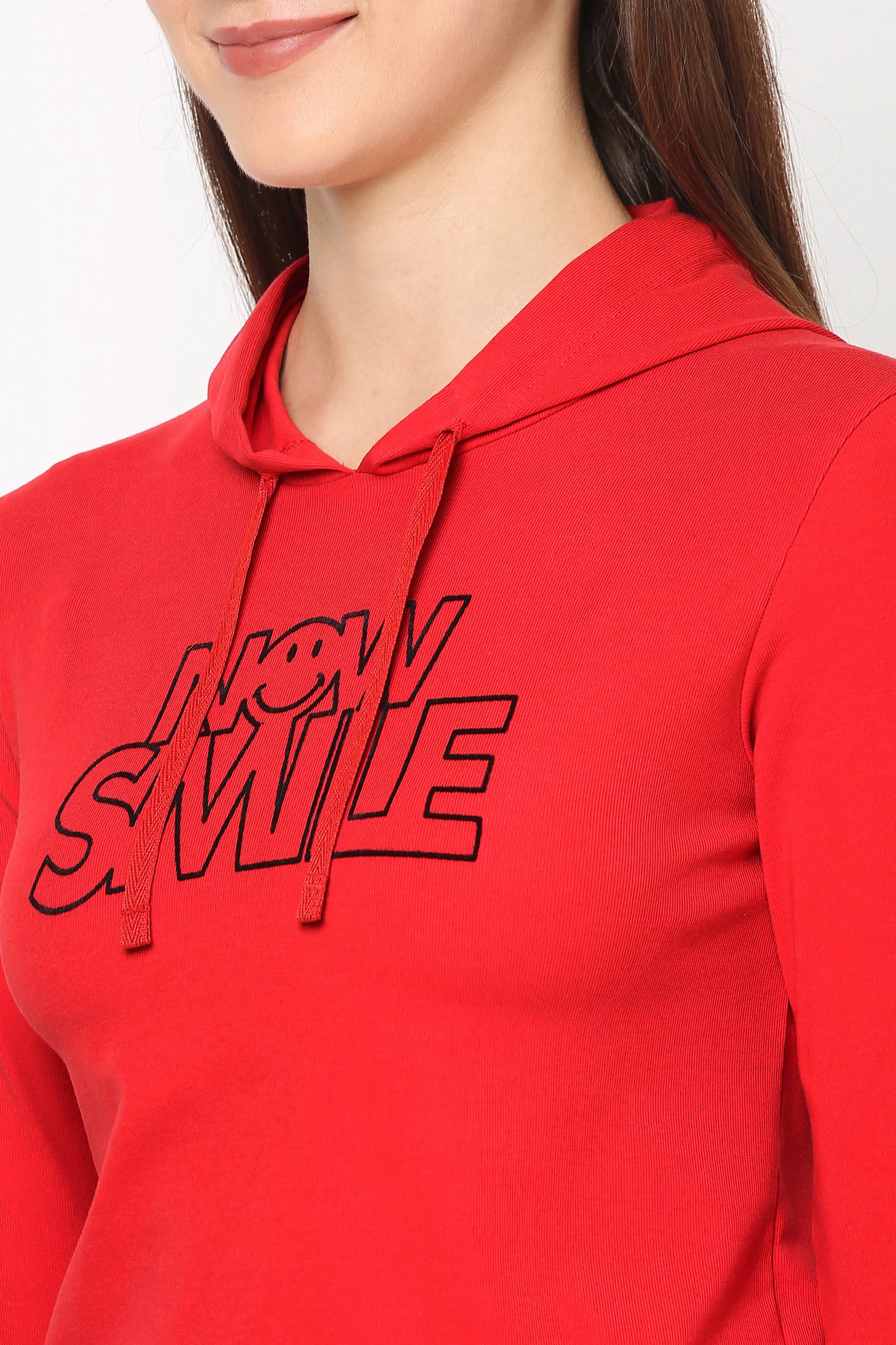 WOMEN PRINTED COTTON CROPPED HOODIE