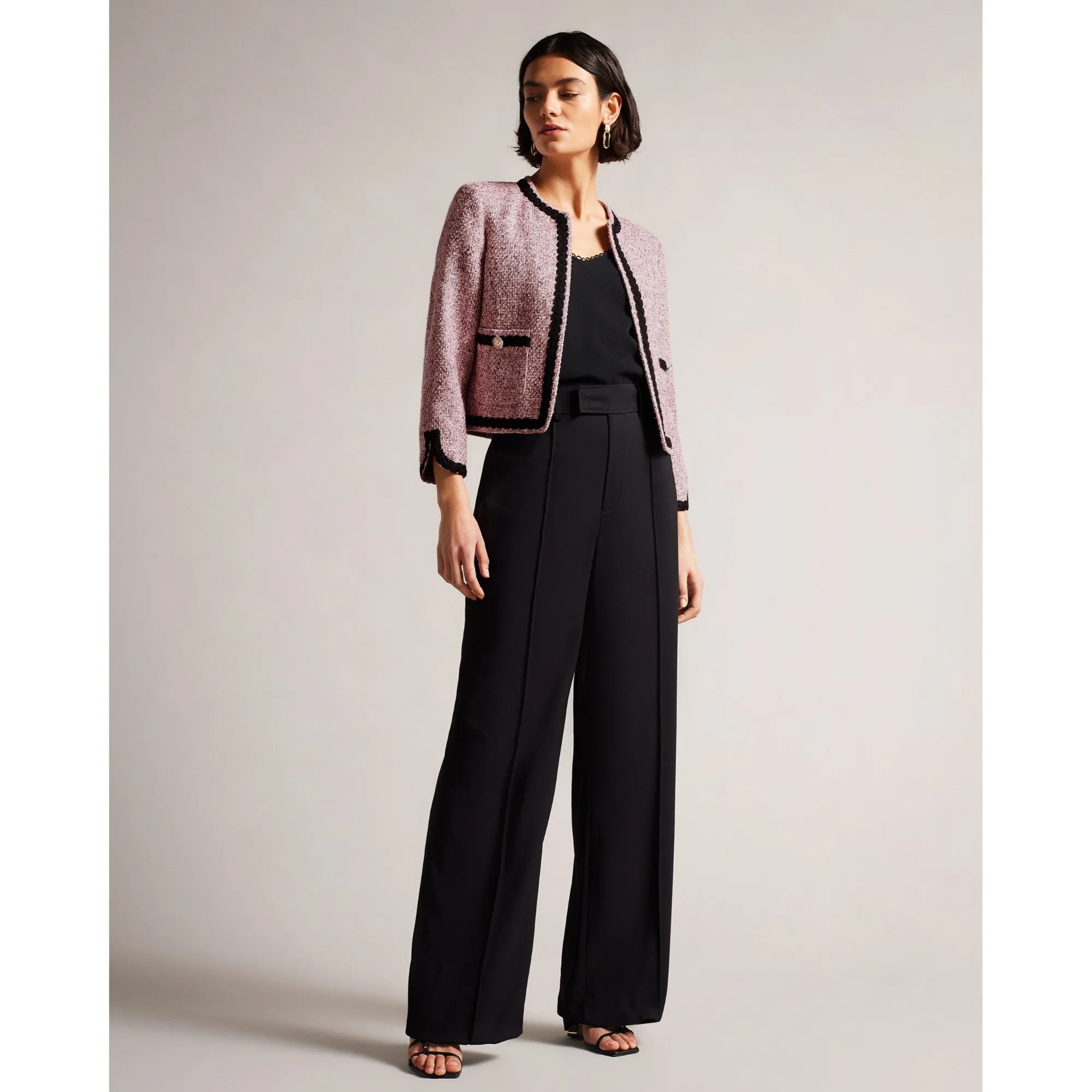 Women Wmj-Estiia-Cropped Boucle Jacket - Pl-Pink