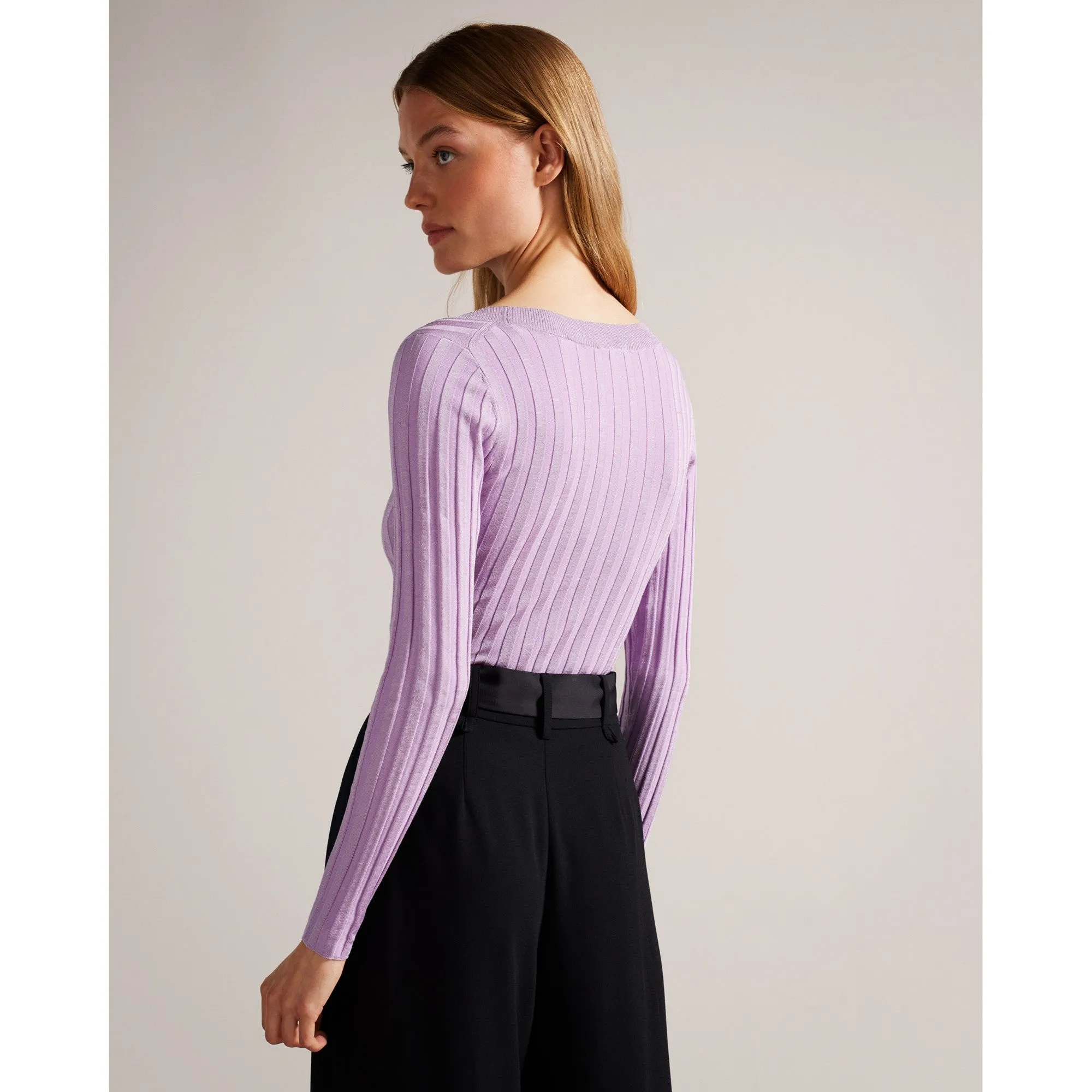 Women Wmk-Jolia-Rib Engineered Knit Top - Lilac