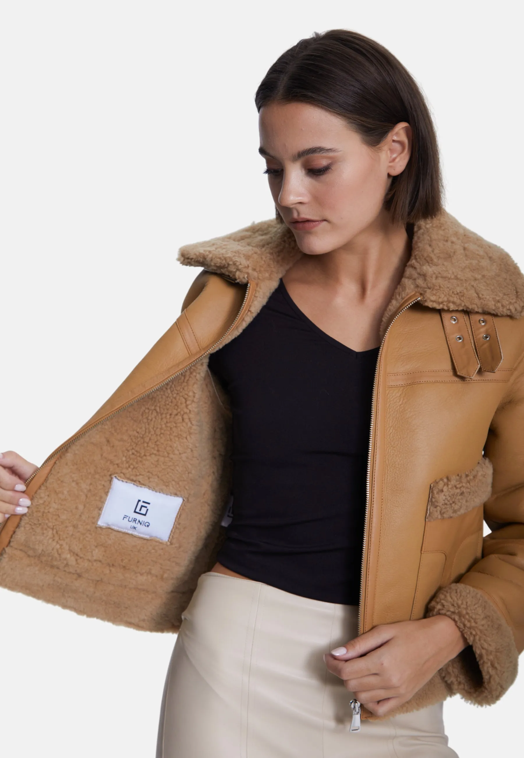 Women's Suede Jacket, Silky Mink With Mink Curly Wool