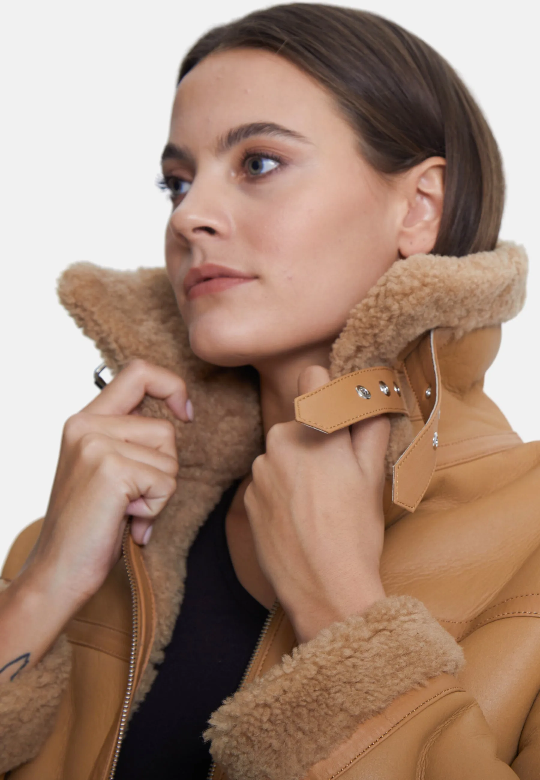 Women's Suede Jacket, Silky Mink With Mink Curly Wool