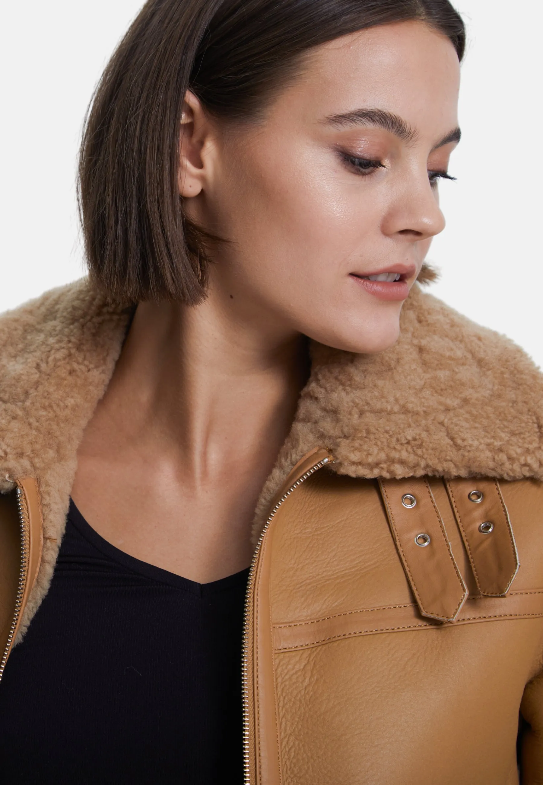 Women's Suede Jacket, Silky Mink With Mink Curly Wool