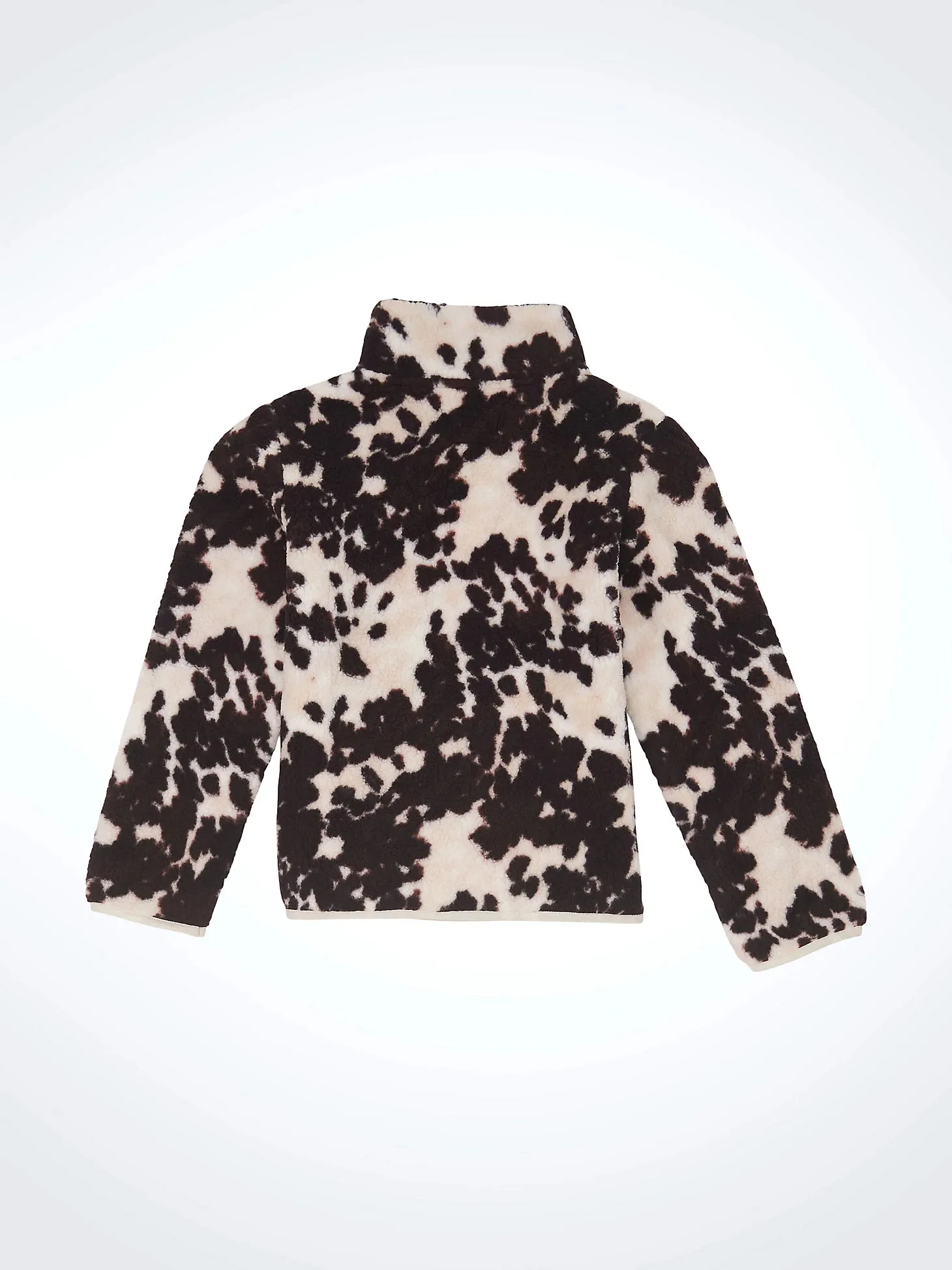 WRANGLER GIRL'S COW PRINT QUARTER ZIP SHERPA PULLOVER