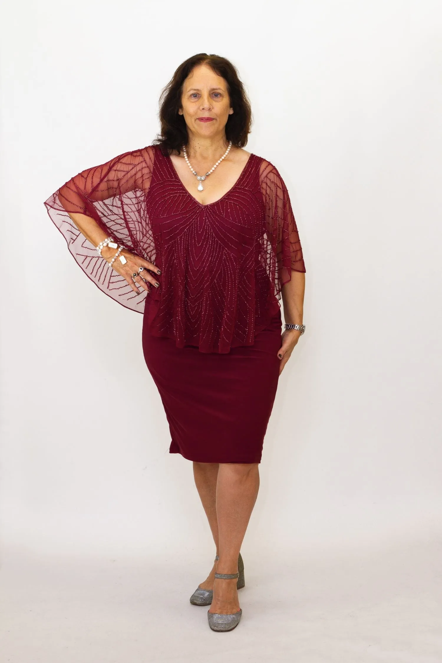 Zaliea - Z0009 Beaded Cape Dress