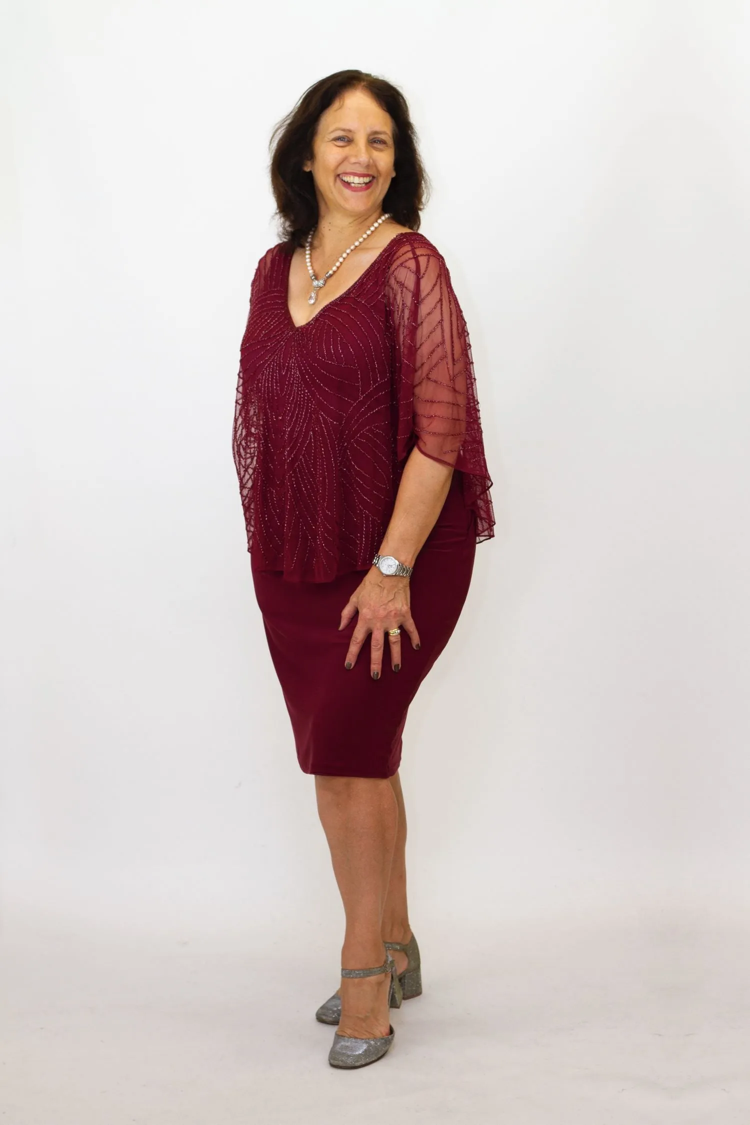 Zaliea - Z0009 Beaded Cape Dress