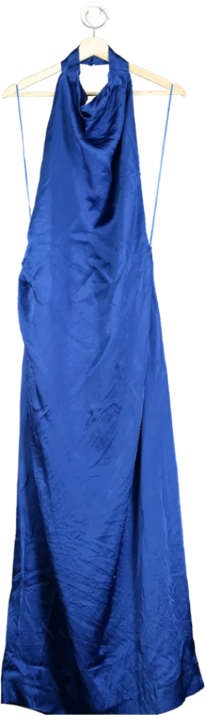 Zara Blue Halter Neck Maxi Dress UK L